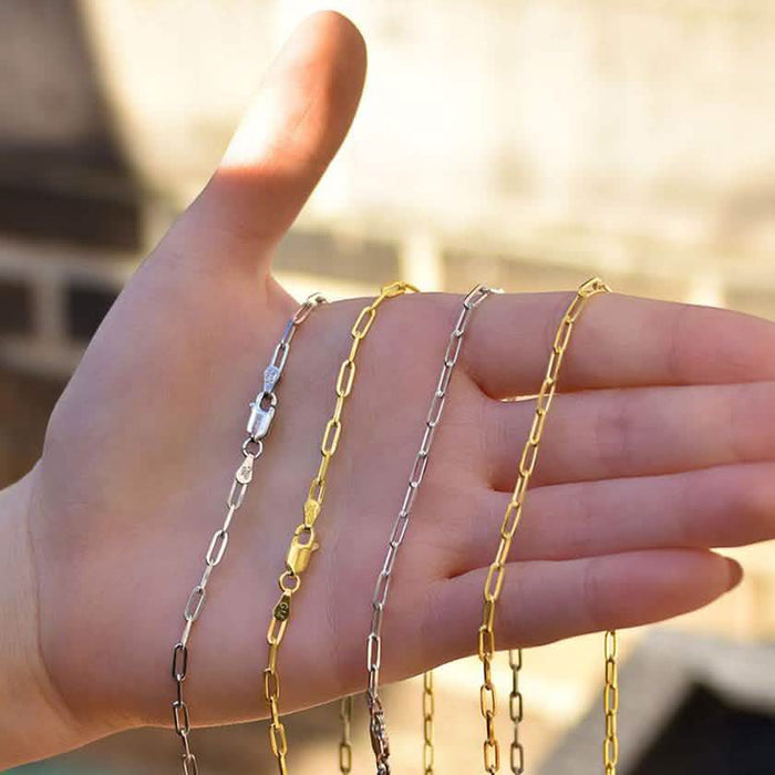 Dainty Paperclip Layering Chains in Sterling Silver by DailySale