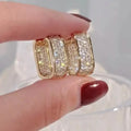Dainty Paved CZ Hoop Earrings 18k Gold Plated Ear Jewelry by DailySale