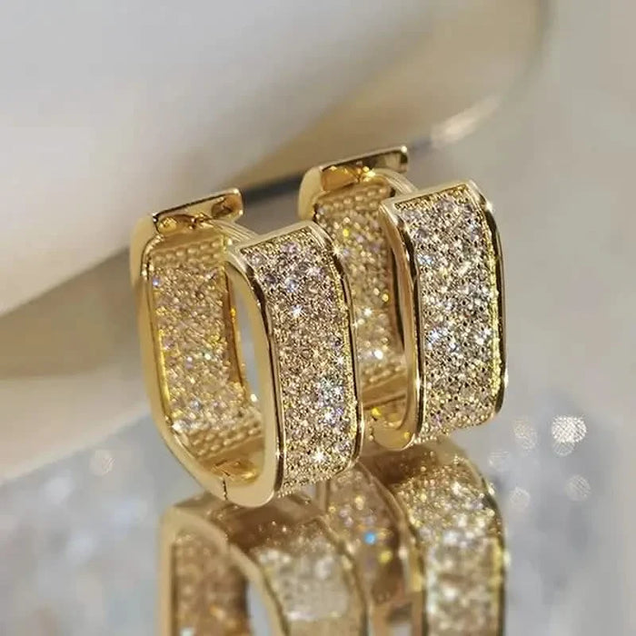 Dainty Paved CZ Hoop Earrings 18k Gold Plated Ear Jewelry by DailySale
