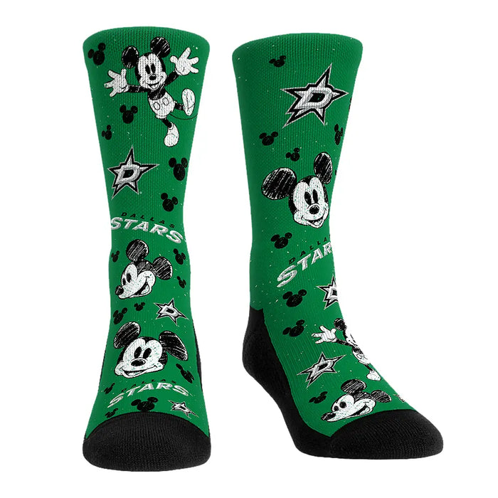Dallas Stars - Disney - Mickey Sketch by Rock 'Em Socks