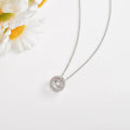 Dancing Stone White Sapphire Halo Necklace by Fine Color Jewels