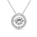 Dancing Stone White Sapphire Halo Necklace by Fine Color Jewels