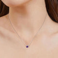Dark Amethyst Halo Pendant Necklace by Fine Color Jewels