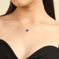 Dark Amethyst Halo Pendant Necklace by Fine Color Jewels