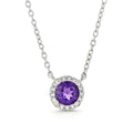 Dark Amethyst Halo Pendant Necklace by Fine Color Jewels