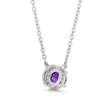 Dark Amethyst Halo Pendant Necklace by Fine Color Jewels