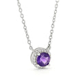 Dark Amethyst Halo Pendant Necklace by Fine Color Jewels