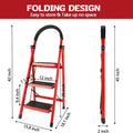 Folding 3/4-Step Ladder – Portable Steel Step Stool, Anti-Slip by DailySale