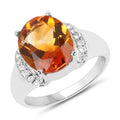 3.94 Carat Genuine Madeira Citrine & White Topaz .925 Sterling Silver Ring by Bids.com