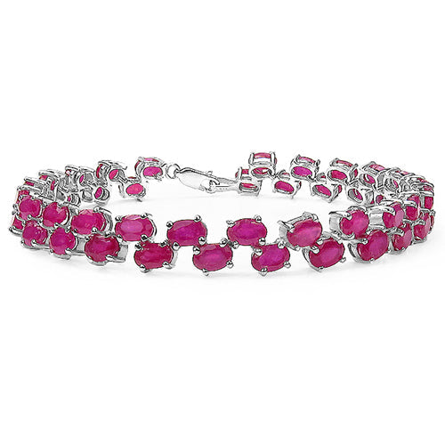 25.30 Carat Genuine Glass Filled Ruby .925 Sterling Silver Bracelet by Bids.com