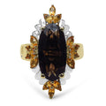 14K Yellow Gold Plated 7.07 Carat Genuine Smoky Quartz, Citrine & White Diamond .925 Sterling Silver Ring by Bids.com
