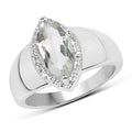 1.64 Carat Genuine Green Amethyst and White Topaz .925 Sterling Silver Ring by Bids.com