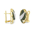 Black and White Rhodium over 14K Yellow Gold 2-1/10 Cttw White and Blue Diamond Oval Omega Back Stud Earrings (H-I and Blue Color, SI1-SI2 Clarity) by Bids.com