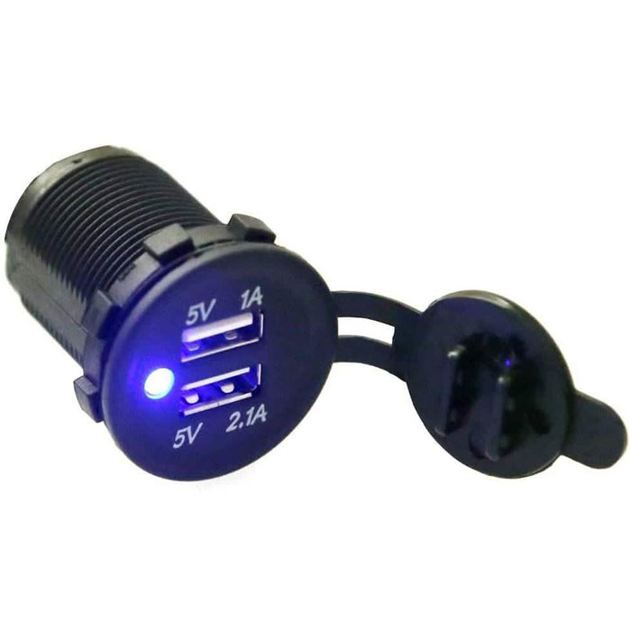 DC 5V 3.1A Dual USB Charger Socket Waterproof Power Outlet with Blue LED by DailySale