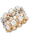Inc Gold-Tone Stone and Crystal Cluster Stretch Bracelet by Vanessa Jane