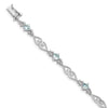 Genuine Sterling Silver Aquamarine Diamond Bracelet