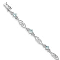 Genuine Sterling Silver Aquamarine Diamond Bracelet by Fine Color Jewels