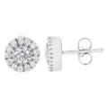 14k White Gold 1 cttw Diamond Halo Stud Earrings (I-J Clarity, I1-I2 Color) by Bids.com