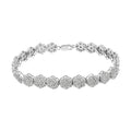 .925 Sterling Silver 2.0 cttw Diamond 7 Stone Floral Cluster Link Bracelet (I-J Color, I3 Clarity) -7.25" by Bids.com