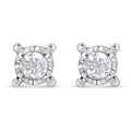 .925 Sterling Silver 1.0 Cttw Round Brilliant-Cut Diamond Miracle-Set Solitaire Stud Earrings (H-I Color, I2-I3 Clarity) by Bids.com