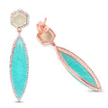 14K Rose Gold Plated 17.14 Carat Genuine Amazonite, Prehnite And White Topaz .925 Sterling Silver Earrings by Bids.com