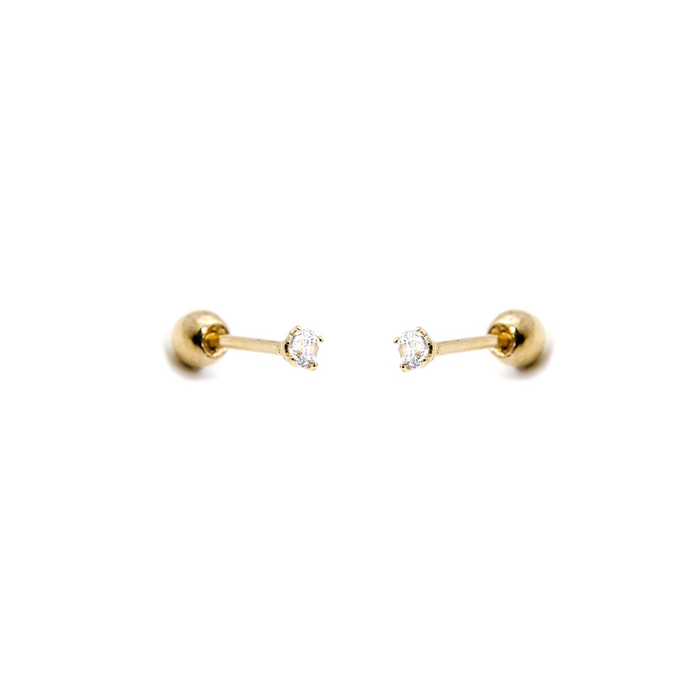 Classic CZ Tiny Diamond Screw Flat Back Earrings: Gold by Boutique 23