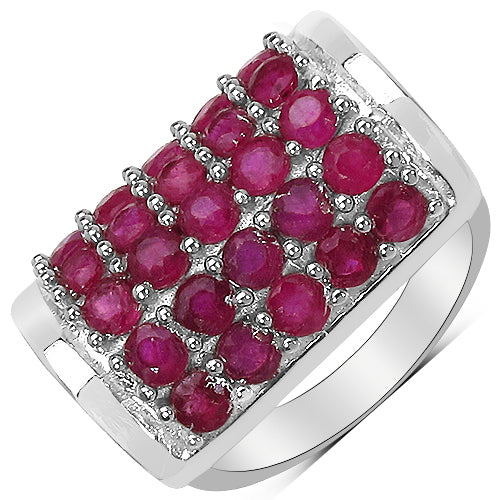 3.01 Carat Genuine Ruby & White Diamond .925 Sterling Silver Ring by Bids.com