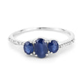 0.98 Carat Genuine Blue Sapphire and White Diamond 14K White Gold Ring by Bids.com