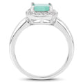 1.73 Carat Genuine Emerald & White Topaz .925 Sterling Silver Ring by Bids.com