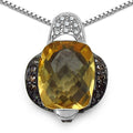 2.91 Carat Genuine Citrine, Champagne Diamond & White Diamond .925 Sterling Silver Pendant by Bids.com