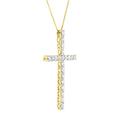 10K Yellow Gold Plated .925 Sterling Silver 4.0 Cttw Round Cut Diamond Cross Pendant Necklace (J-K Color, I1-I2 Clarity) - 18" by Bids.com