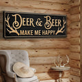 Deer And Beer Make Me Happy Hunting Sign by Tailored Canvases