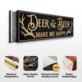 Deer And Beer Make Me Happy Hunting Sign by Tailored Canvases