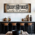 Deer And Beer Make Me Happy Hunting Sign II by Tailored Canvases