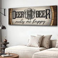 Deer And Beer Make Me Happy Hunting Sign II by Tailored Canvases