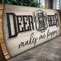 Deer And Beer Make Me Happy Hunting Sign II by Tailored Canvases
