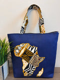 Denim African Map Tote Bag by Duma Mbili LLC
