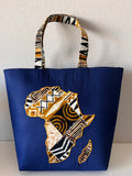 Denim African Map Tote Bag by Duma Mbili LLC