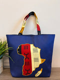 Denim African Map Tote Bag by Duma Mbili LLC