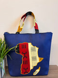 Denim African Map Tote Bag by Duma Mbili LLC