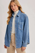 DENIM BUTTON DOWN OVERSIZED SHIRTS: MED.WASH by Boutique 23