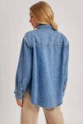DENIM BUTTON DOWN OVERSIZED SHIRTS: MED.WASH by Boutique 23
