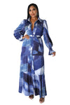 Satin Denim Illusion Maxi Dress