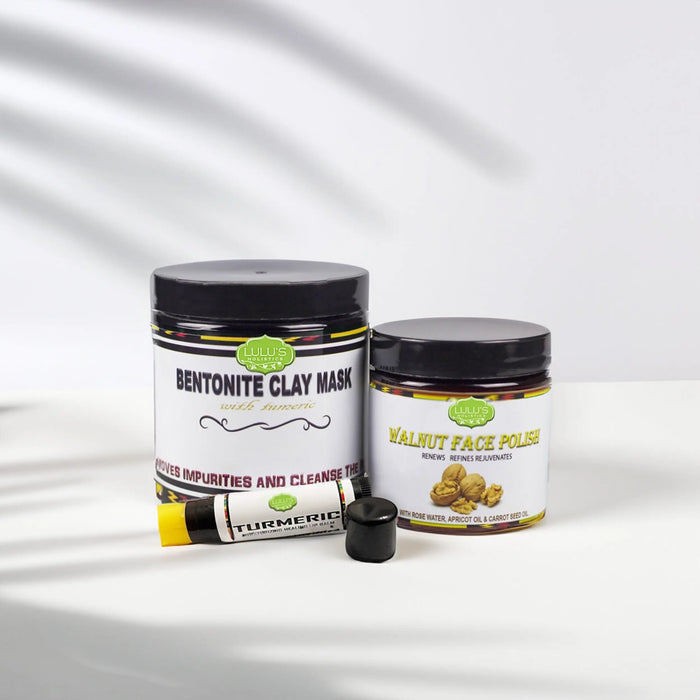 Detox & Glow Skin Trio – Clay Mask, Face Polish & Lip Balm by Lulu’s Holistics
