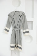 Cotton White & Black Bathrobe by NoaPure.com
