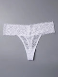 Womens 3pcs Flirty Solid Floral Lace Low-Rise Thongs, Size Medium by Vanessa Jane