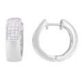 14K White Gold 1 1/8 cttw Princess and Round Cut Diamond Huggie Earrings (H-I, VS1-VS2) by Bids.com