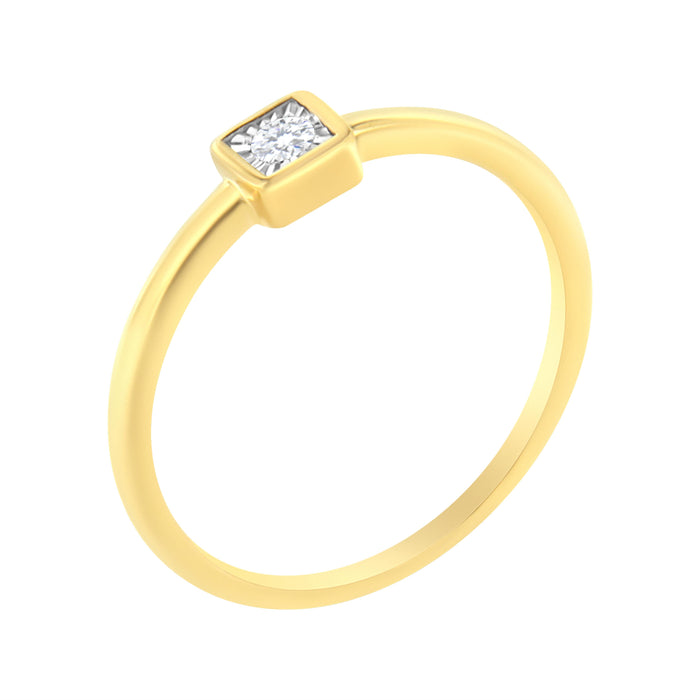 14K Yellow Gold Plated .925 Sterling Silver 1/20 cttw Miracle Set Diamond Promise Ring (J-K Color, I1-I2 Clarity) - Size 6 by Bids.com