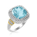 18k Yellow Gold & Sterling Silver Sky Blue Topaz and Diamond Popcorn Ring by Bids.com