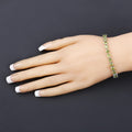 13.64 Ct Heart Green Peridot Prong Sterling Silver Box Clasp Tennis Bracelet by Fine Color Jewels